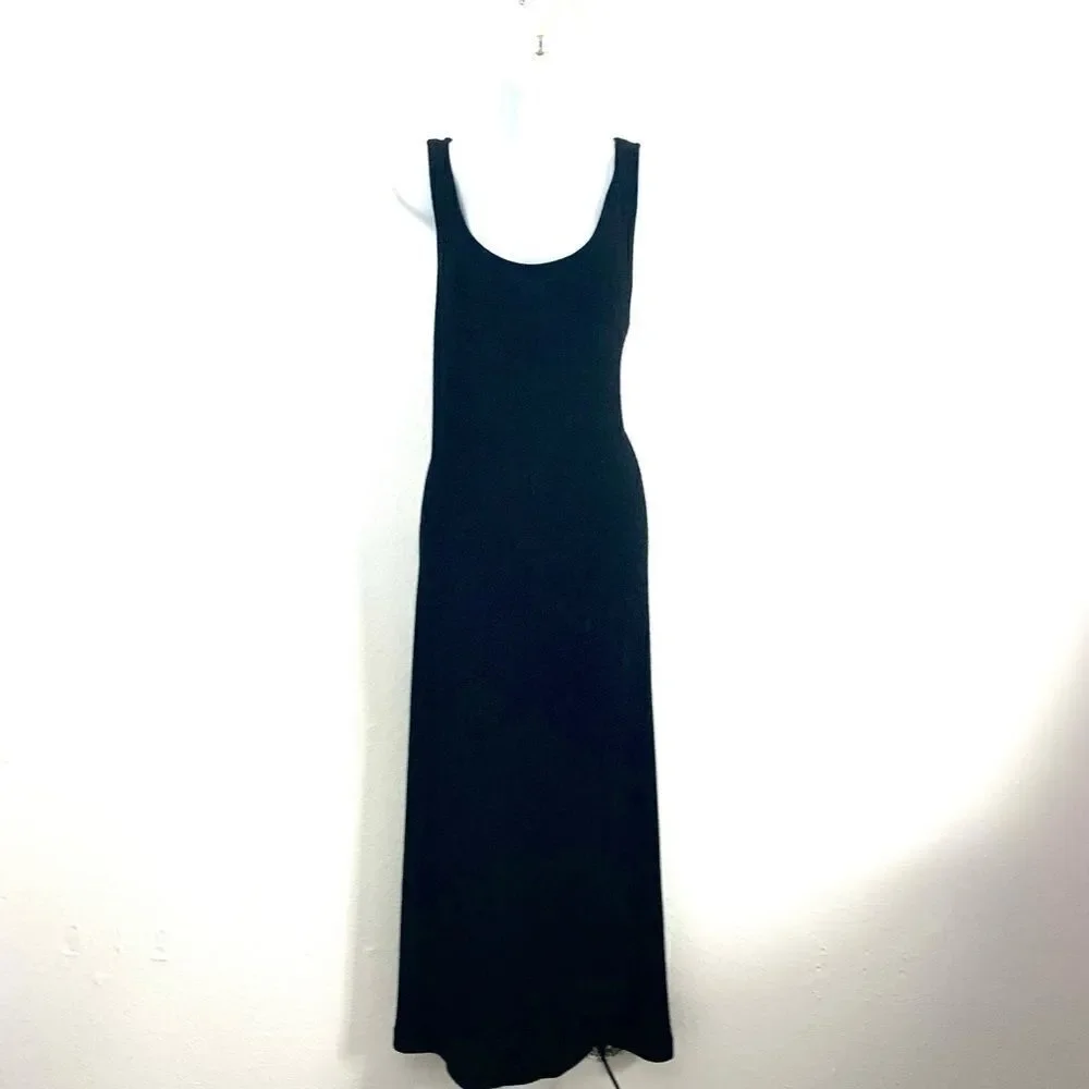 Vintage Black Christmas New Years Festive Dress w/ Gold Sheer Beaded Overlay - Picture 13 of 14